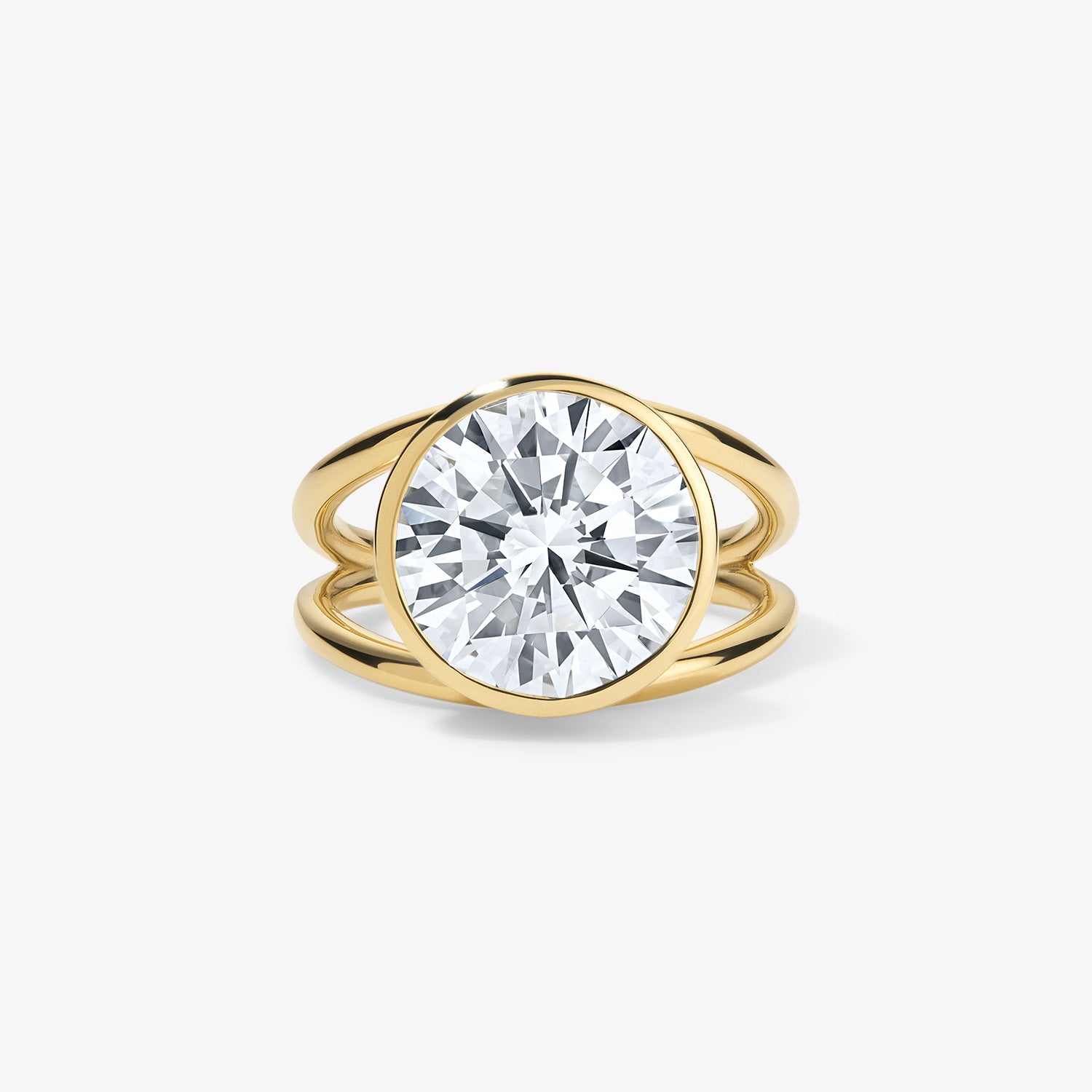 Signature Round Brilliant Bezel Set Split Shank Engagement Ring