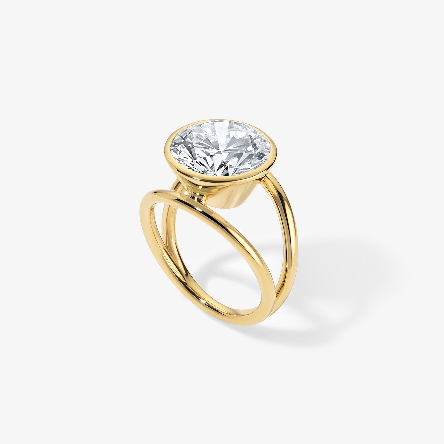 Signature Cushion Cut Bezel Set Split Shank Engagement Ring