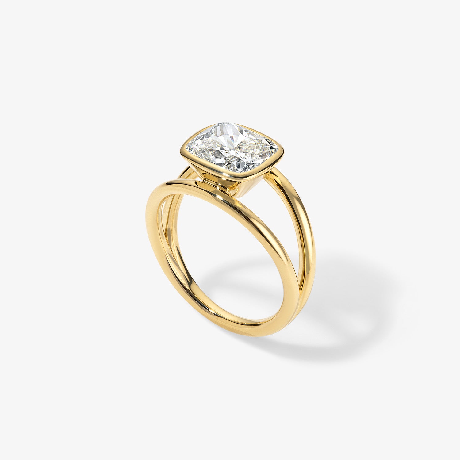 Signature Round Brilliant Bezel Set Split Shank Engagement Ring