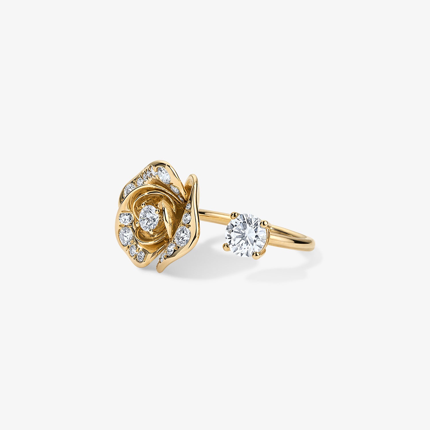 Token Pave Rose and Diamond Ring