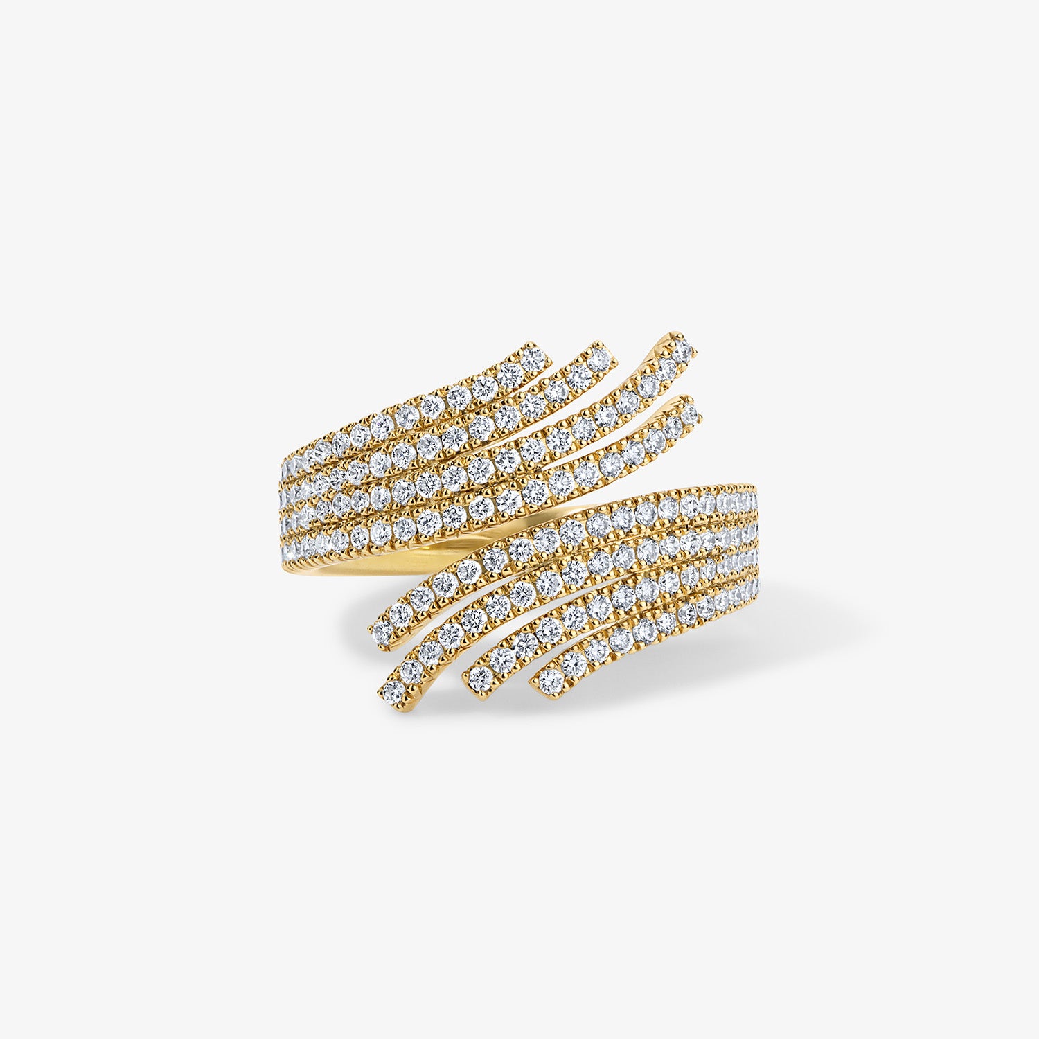 Astrid Pave Flare Bypass Ring 14K Yellow Gold