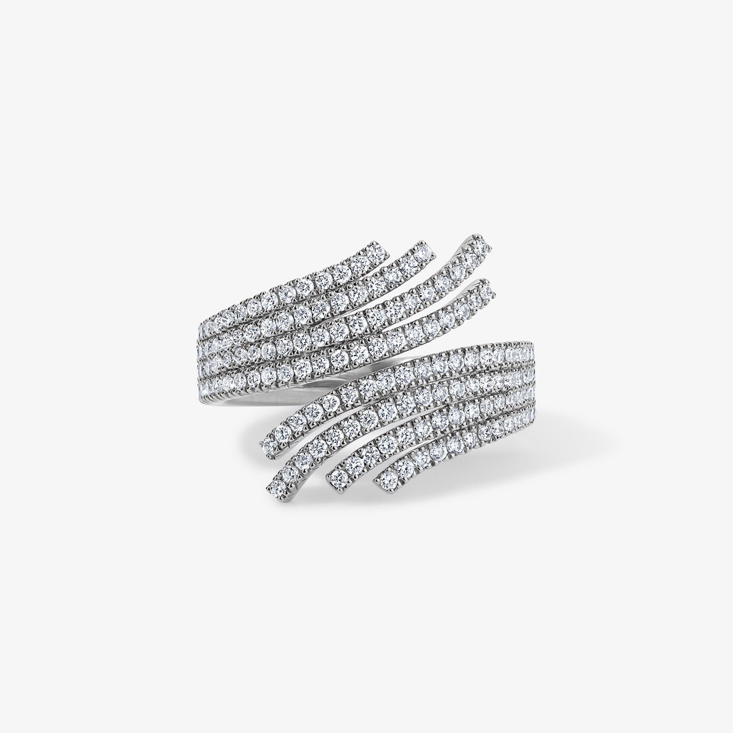 Astrid Pave Flare Bypass Ring 14K White Gold