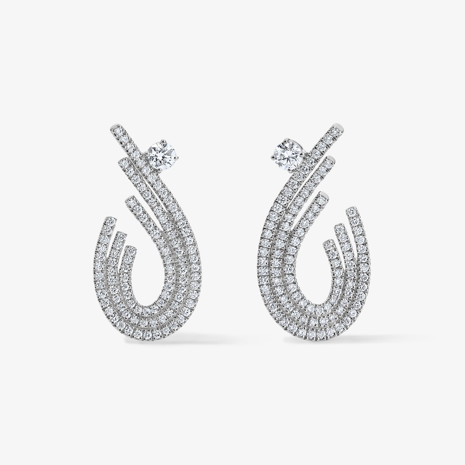 Astrid Pave Flare Statement Earrings 14K White Gold