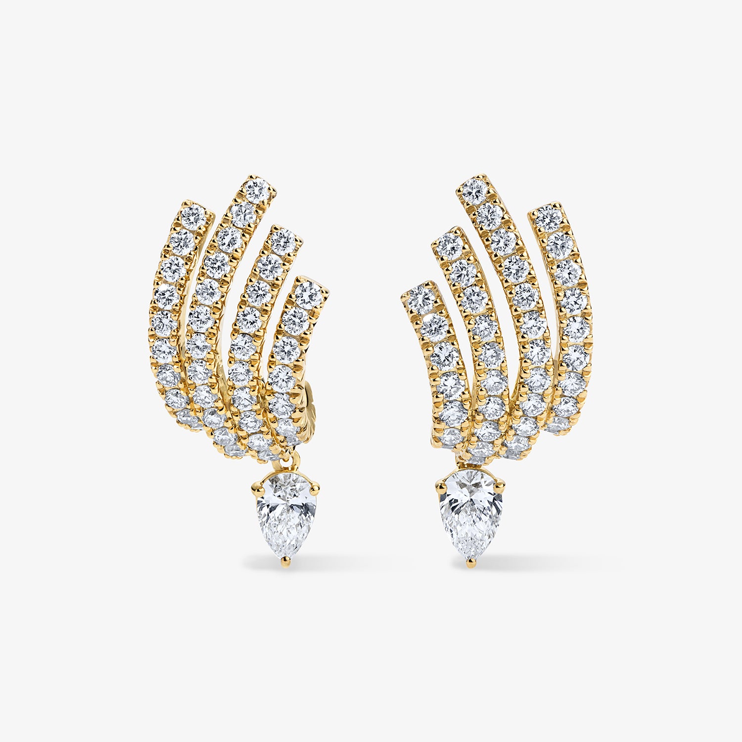 Astrid Pave Flare Drop Earrings 14K Yellow Gold