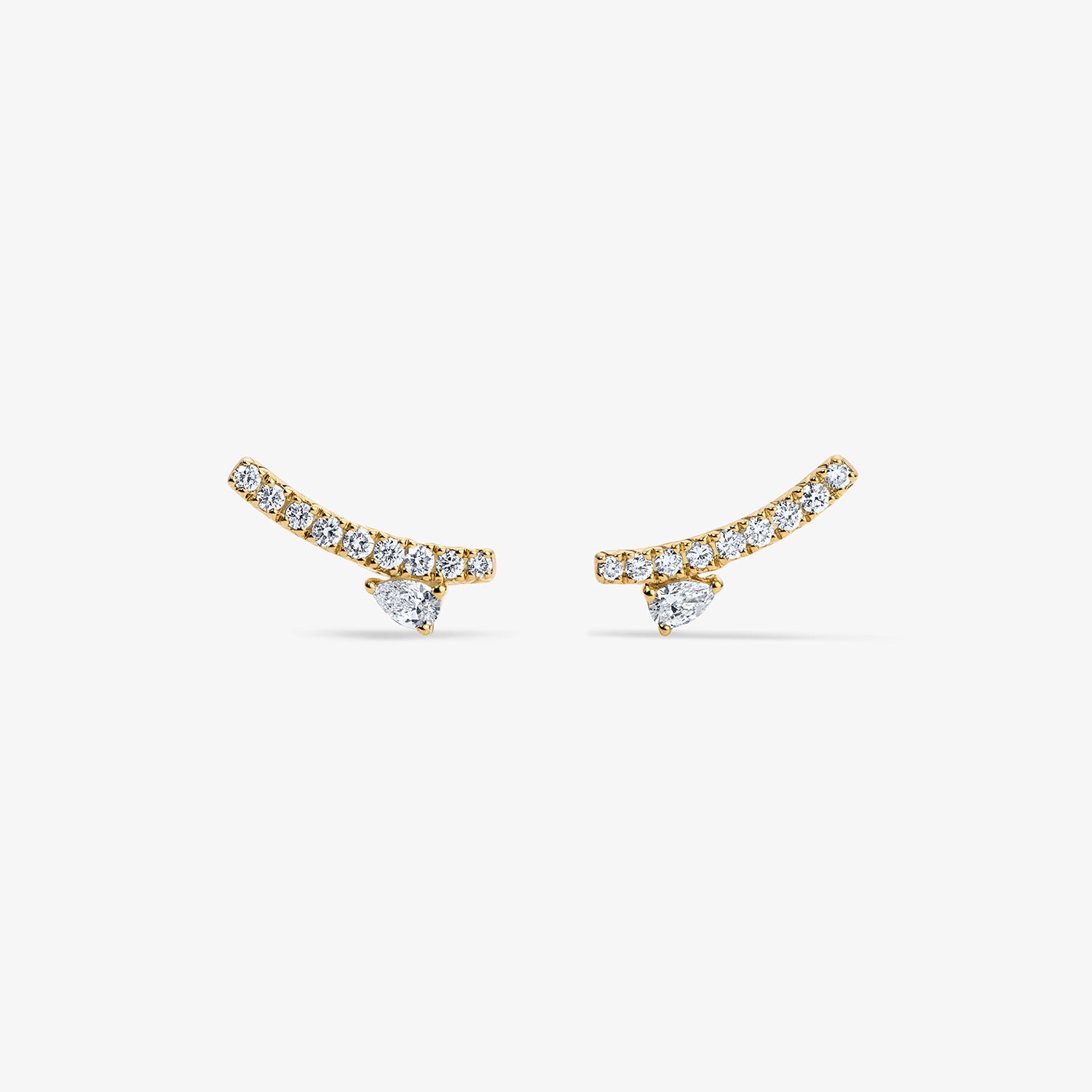 Astrid Pave Flare Studs 14K Yellow Gold