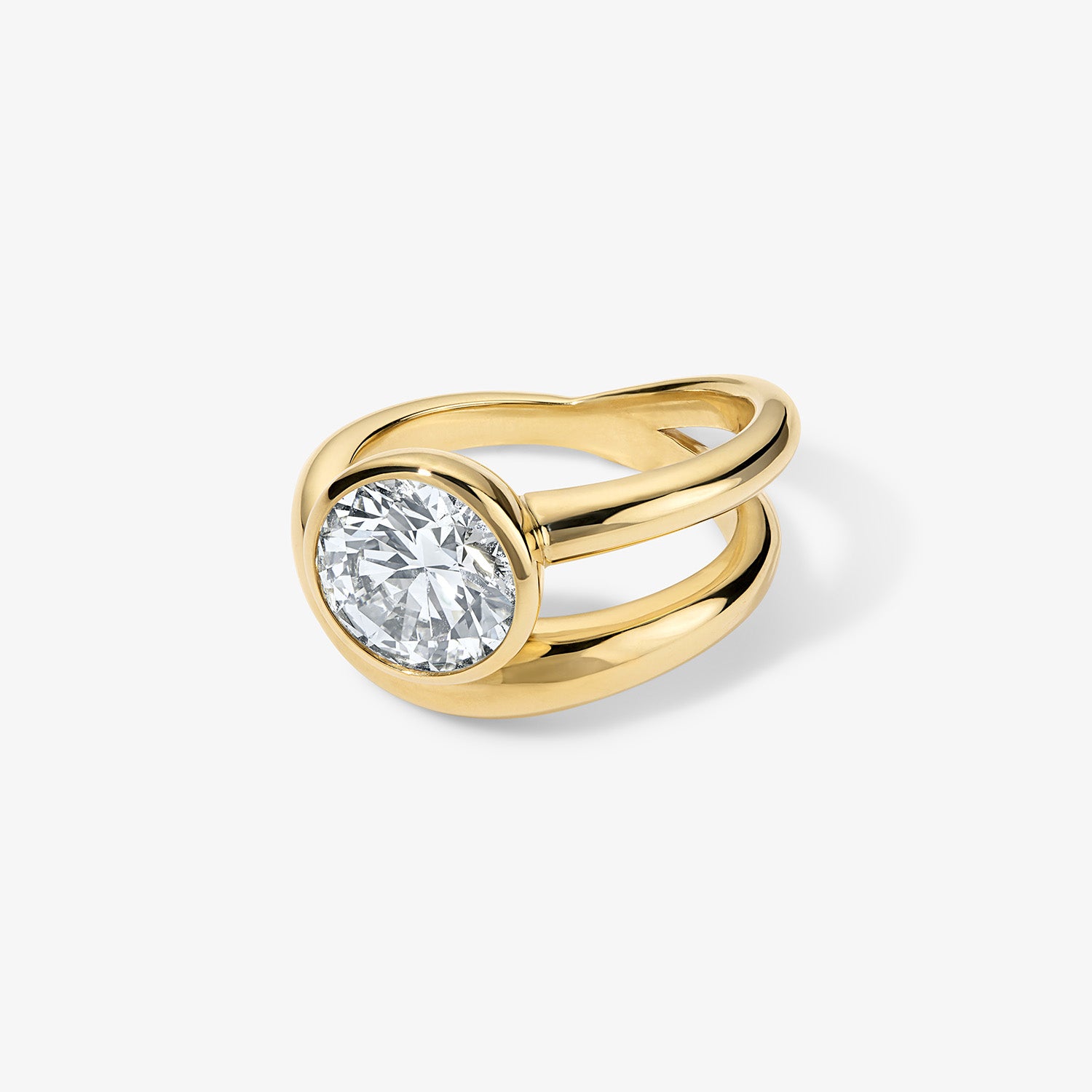 Round Brilliant Domed Band and a Half Engagement Ring