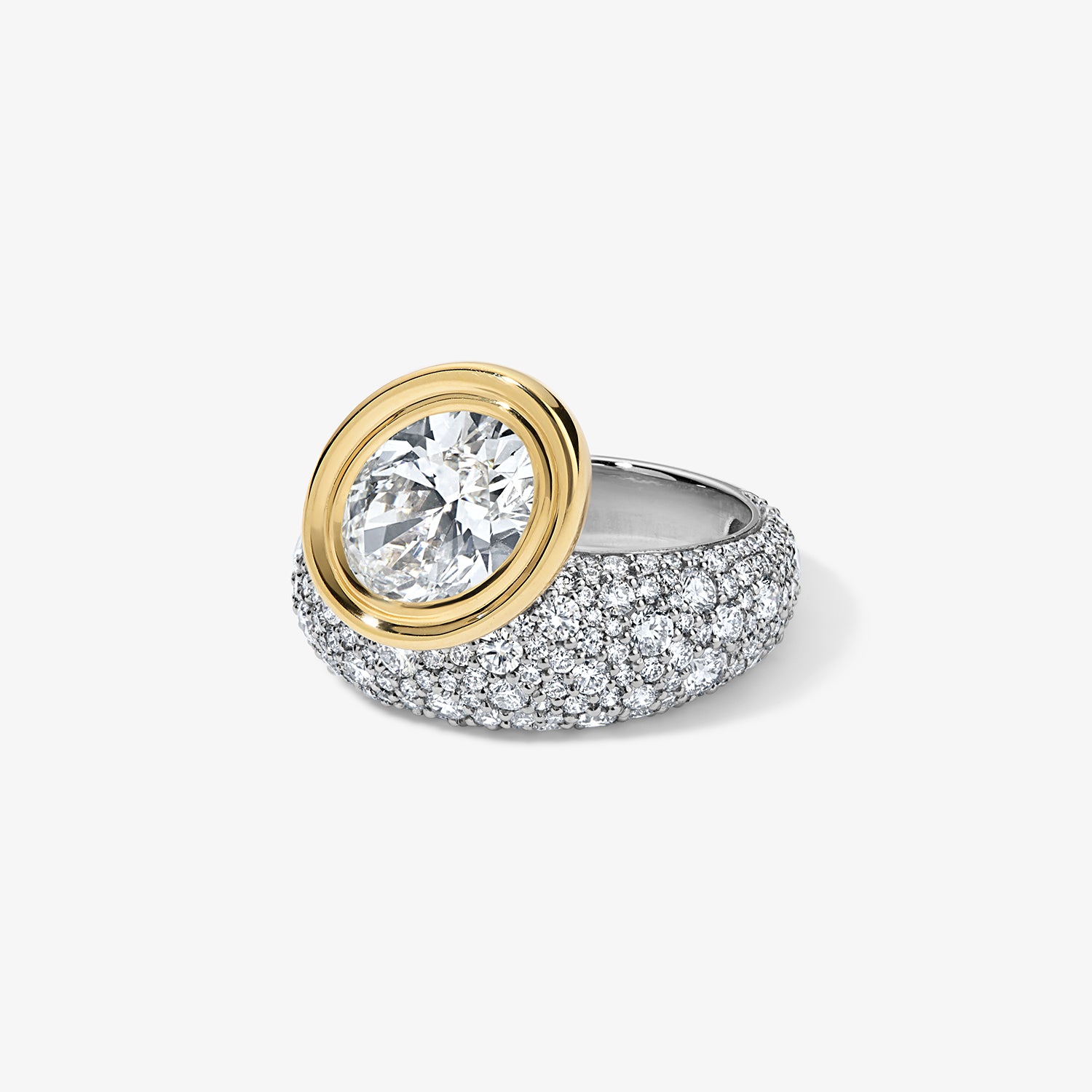 Two Tone Oval and Pave Madison Domed Engagement Ring