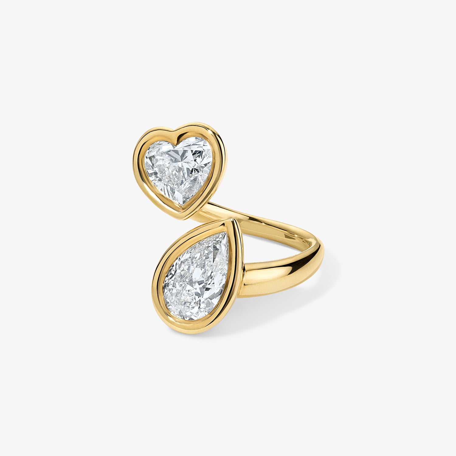 Signature Heart and Pear Bezel Set Bypass Engagement Ring