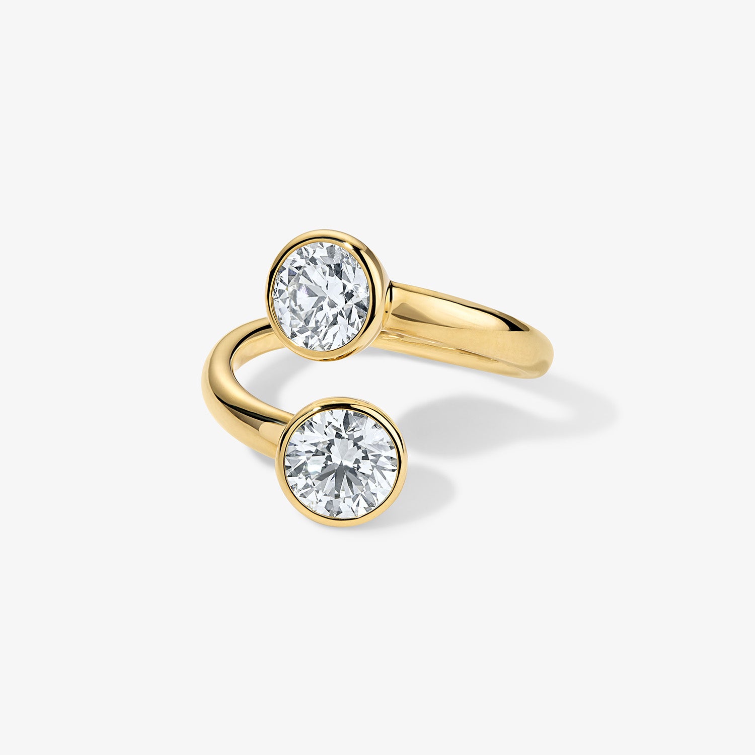 Signature Round Brilliant Bezel Set Bypass Engagement Ring