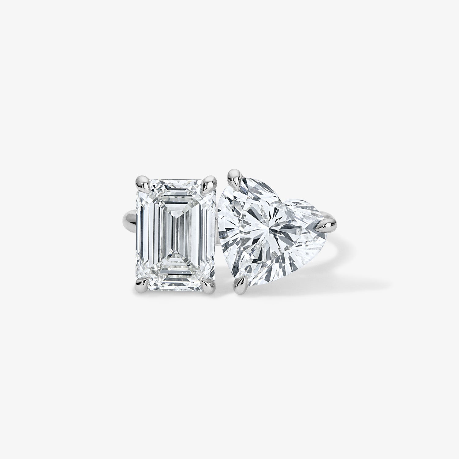 Signature Two Stone Heart and Emerald Engagement Ring