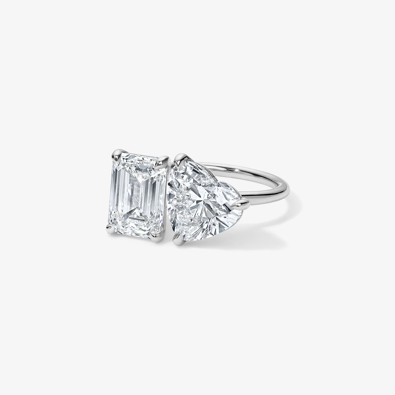 Signature Two Stone Heart and Emerald Engagement Ring