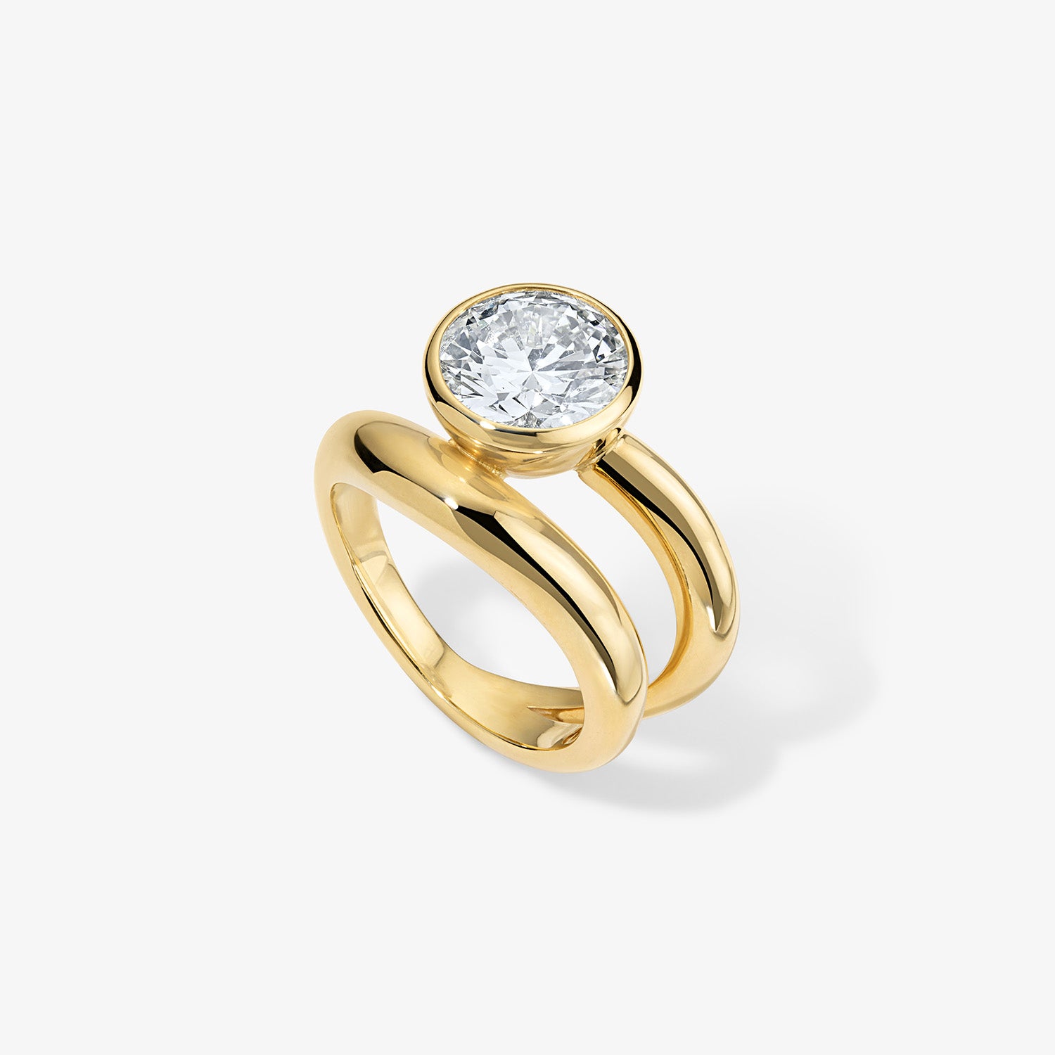 Round Brilliant Domed Band and a Half Engagement Ring