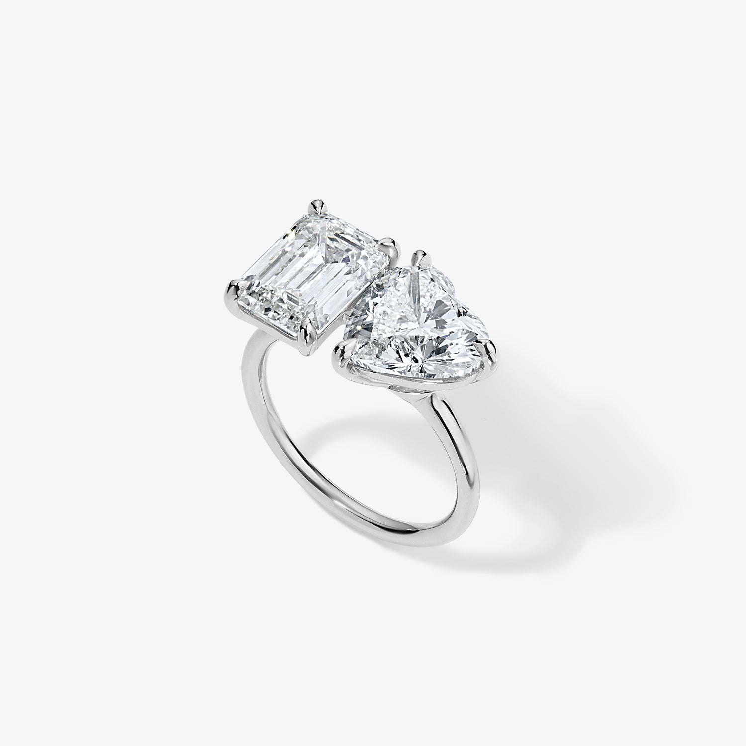 Signature Two Stone Heart and Emerald Engagement Ring