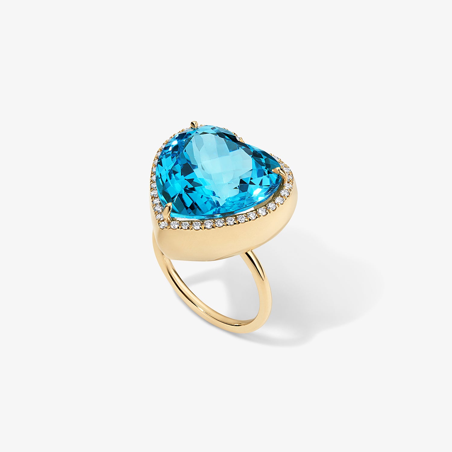 Blue Topaz Heart Candy Button Ring