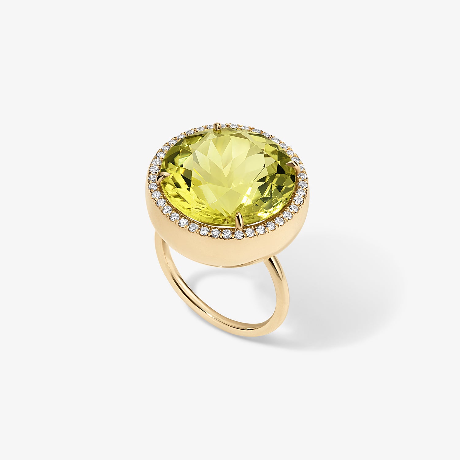 Lemon Quartz Candy Button Ring