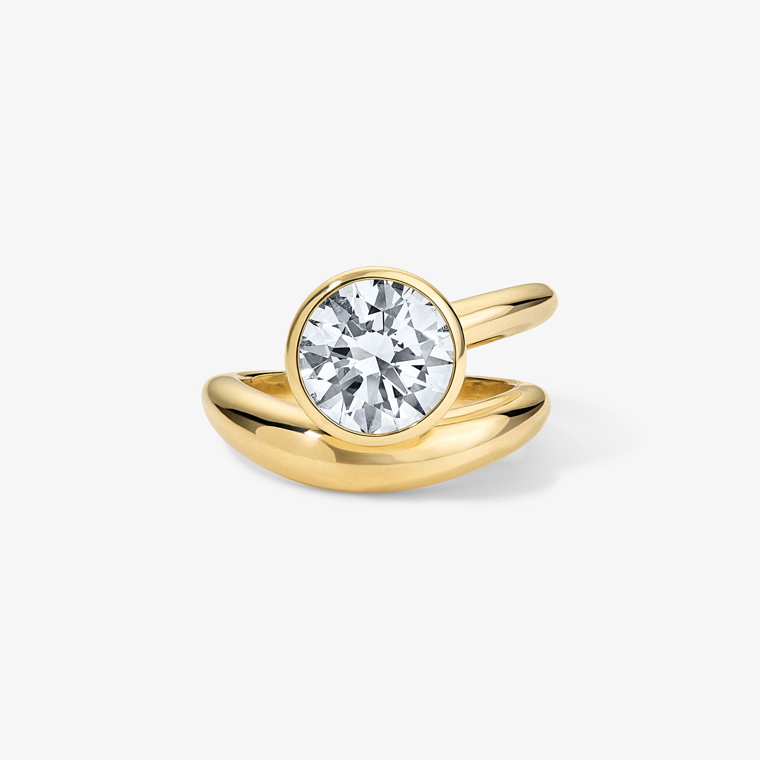 Round Brilliant Domed Band and a Half Engagement Ring