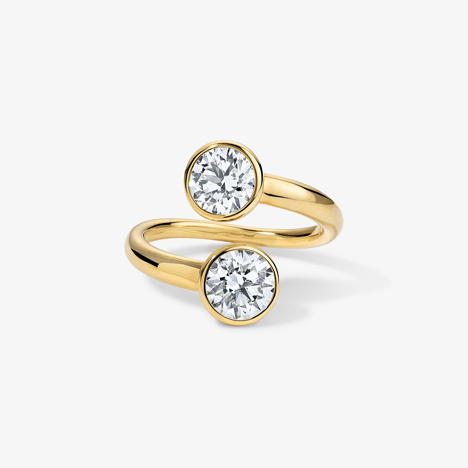 Signature Round Brilliant Bezel Set Bypass Engagement Ring