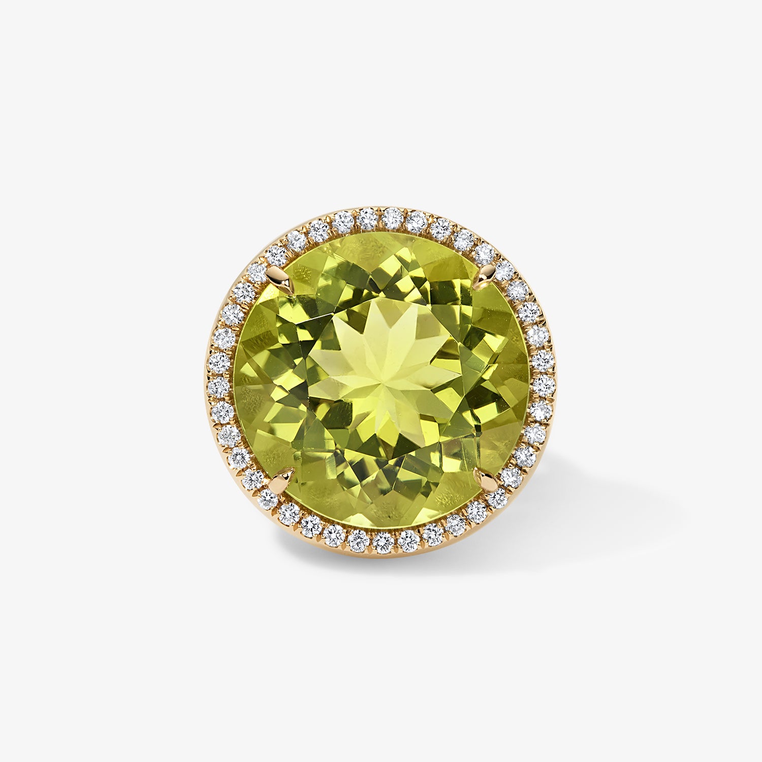 Lemon Quartz Candy Button Ring