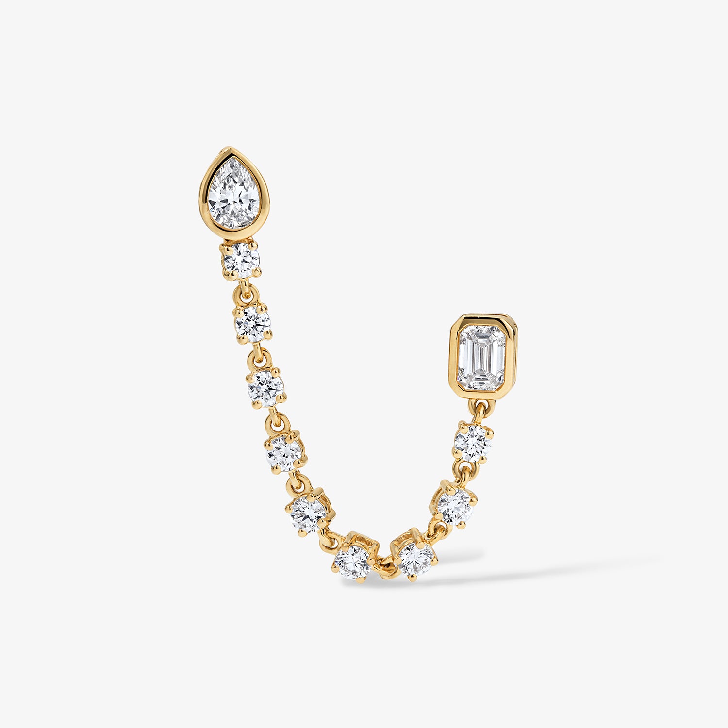 Celeste Pear and Emerald Diamond Chain Earring