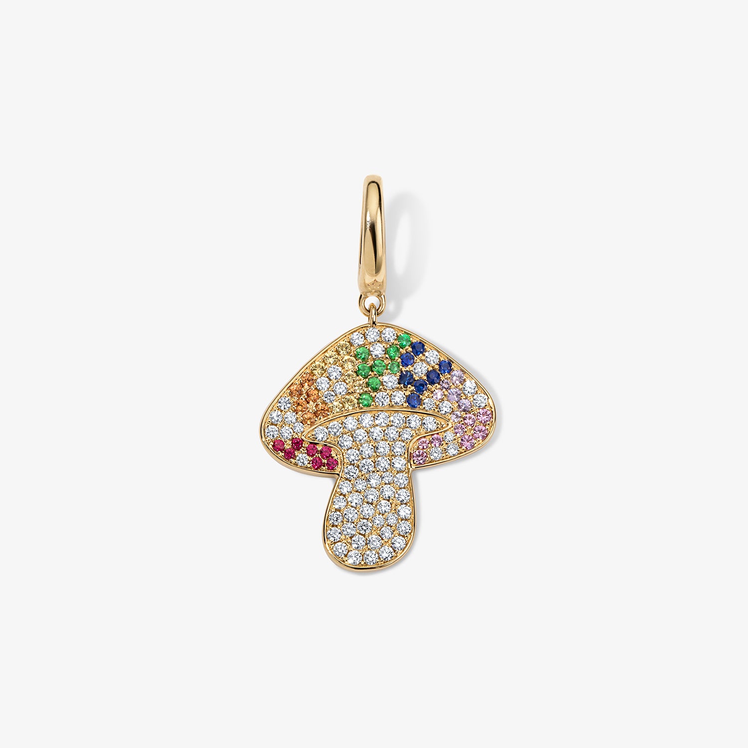 Large Token Rainbow Mushroom Charm 14K Yellow Gold