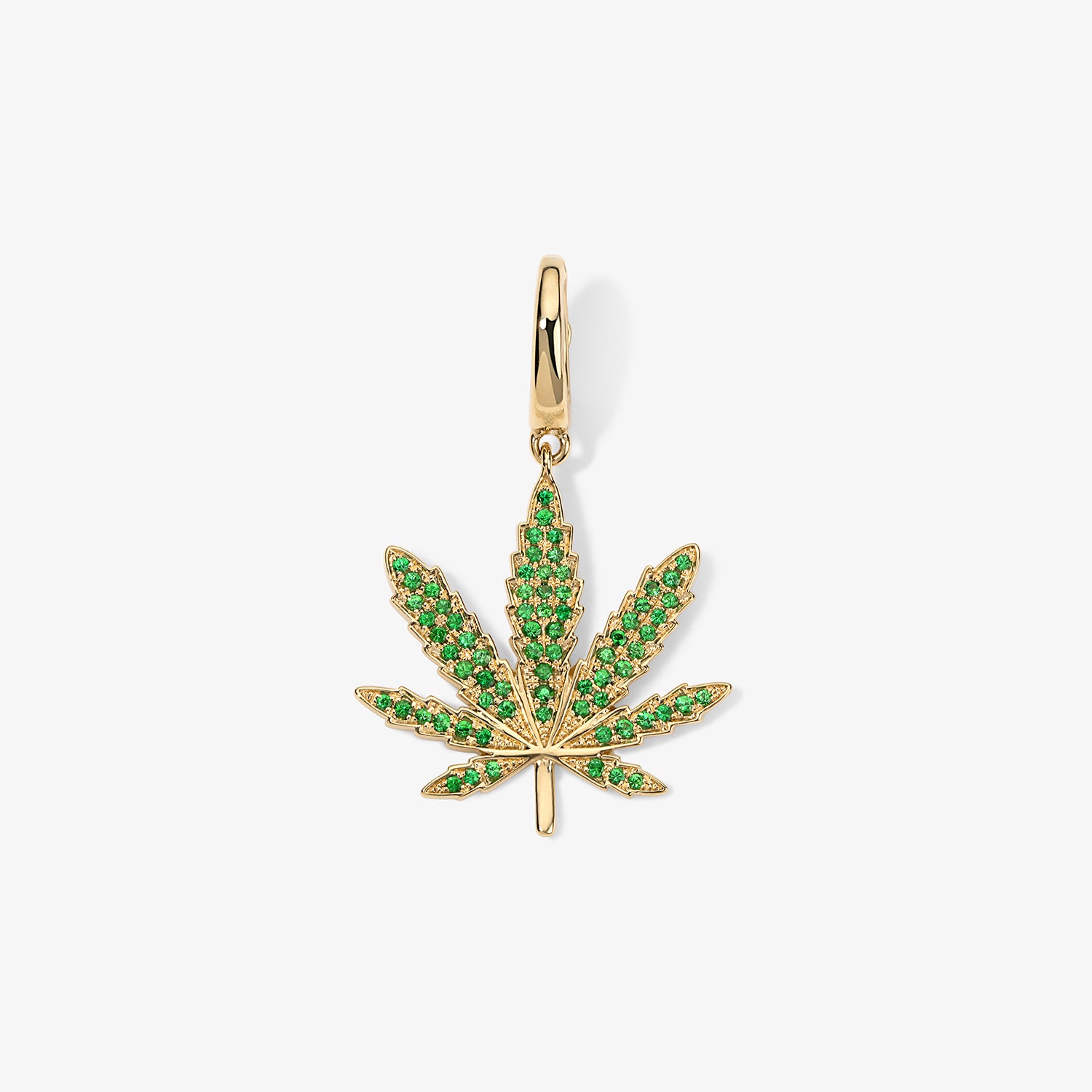 Large Token Marijuana Charm 14K Yellow Gold
