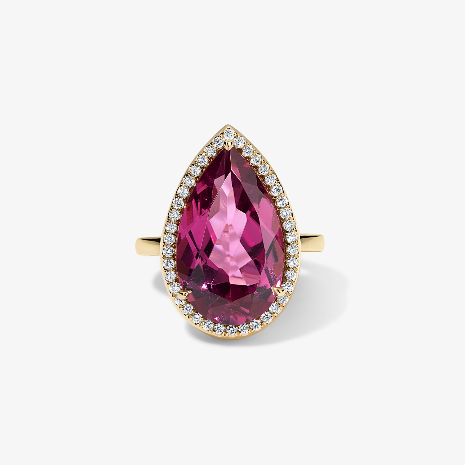 Rubellite Pear Candy Button Ring