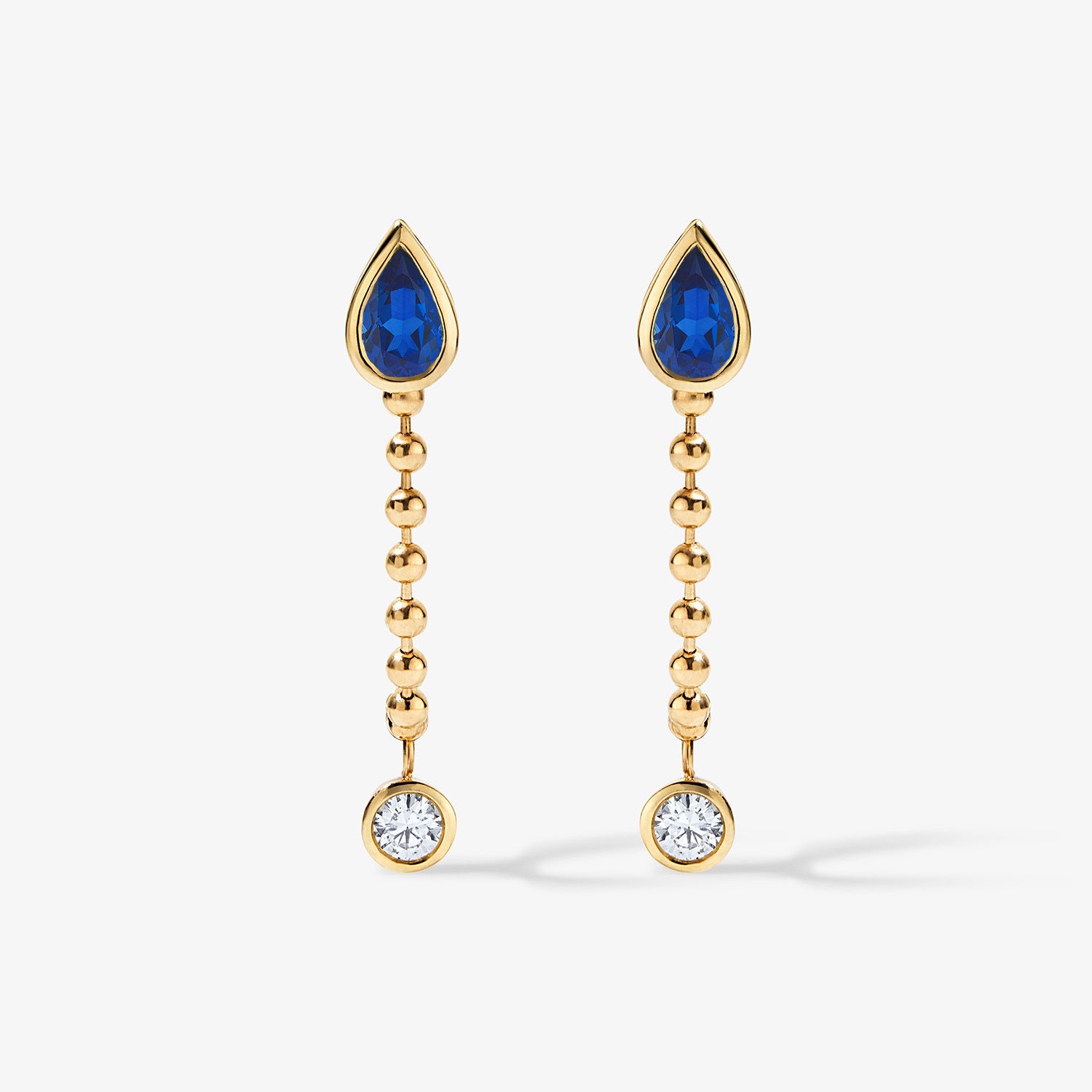Margot Gemstone and Diamond Chain Earring 14K Yellow Gold Blue Sapphire