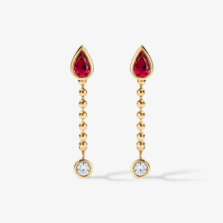 Margot Gemstone and Diamond Chain Earring 14K Yellow Gold Ruby