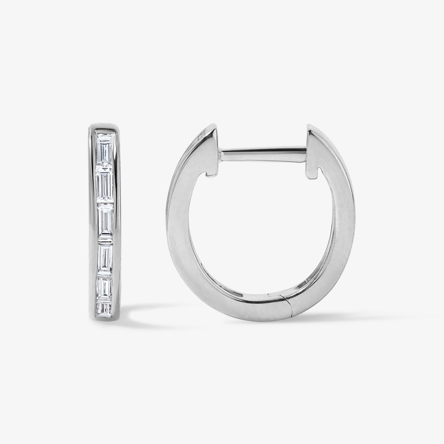 Julietta Petite Baguette Huggies 14K White Gold