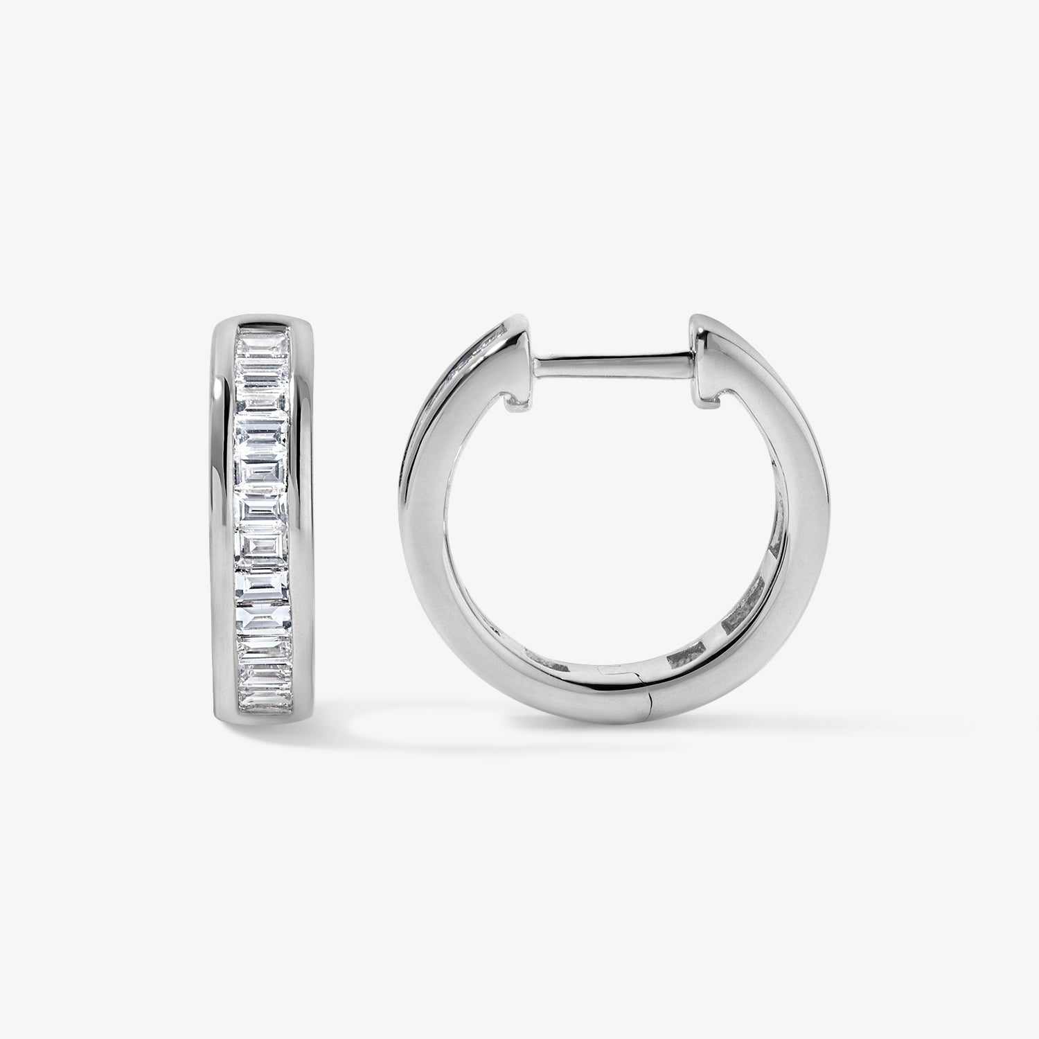 Julietta Baguette Huggies 14K White Gold