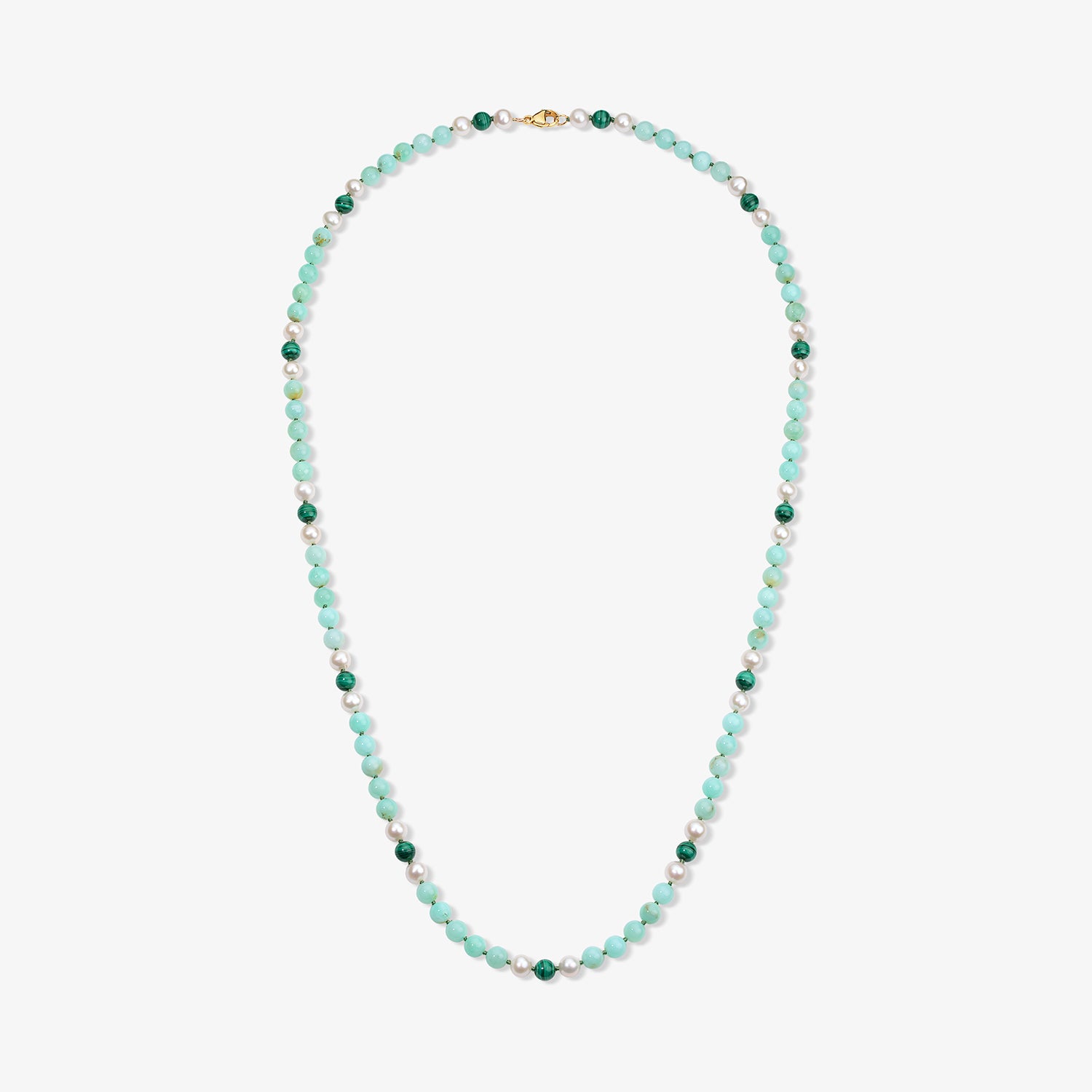 Kendall Chrysoprase Necklace with Pearls & Malachite