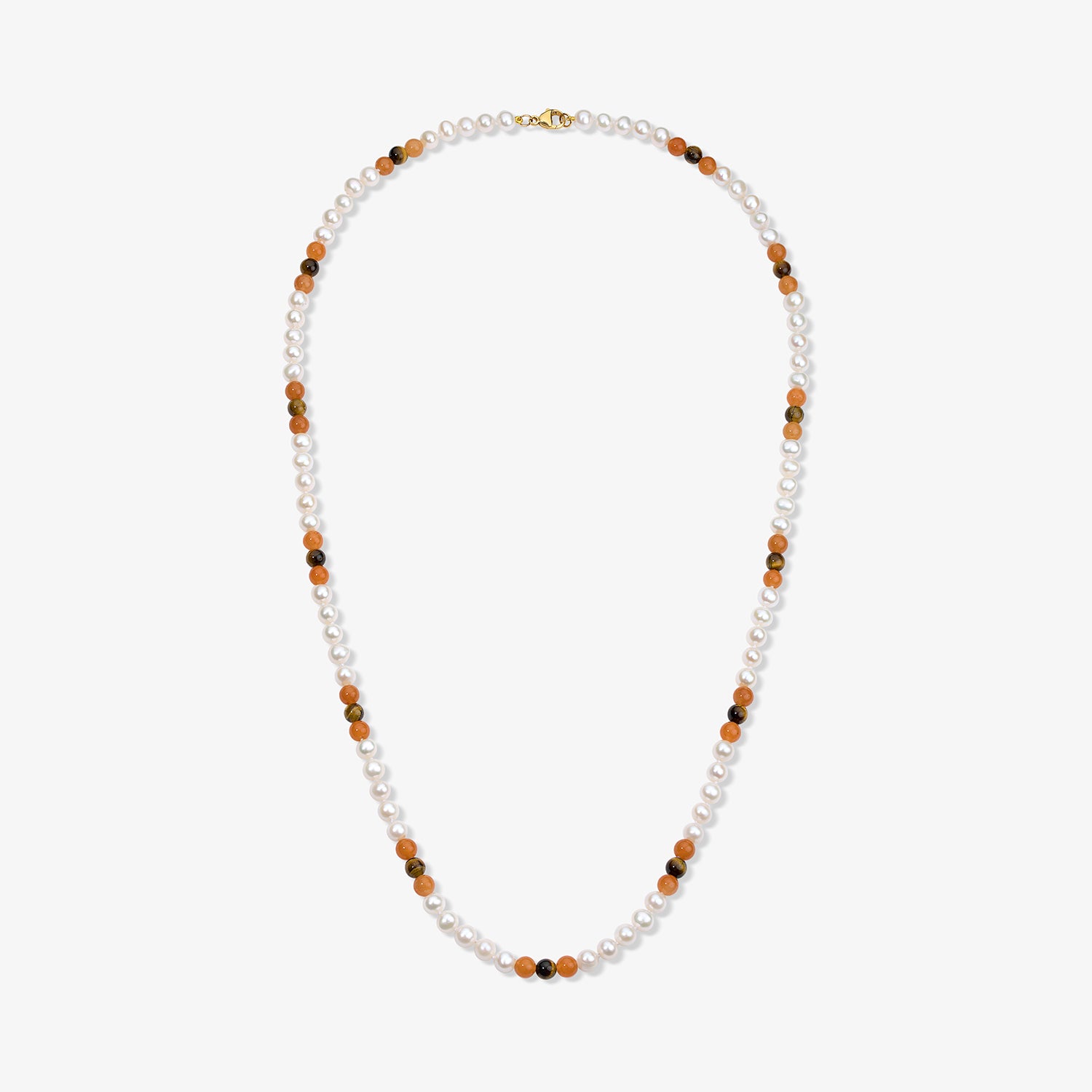 Kendall Pearl Necklace with Tigers Eye & Red Aventurine