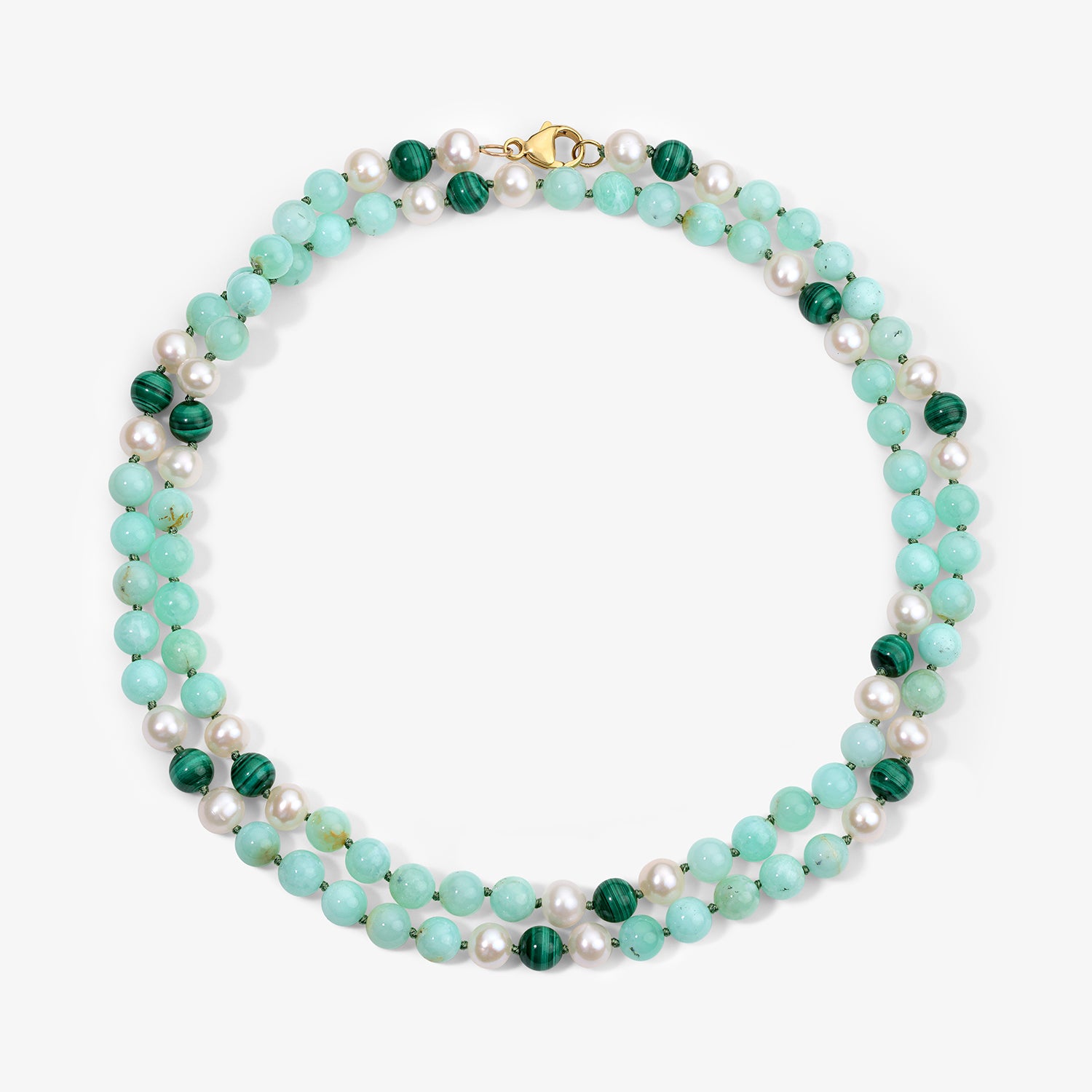 Kendall Chrysoprase Necklace with Pearls & Malachite