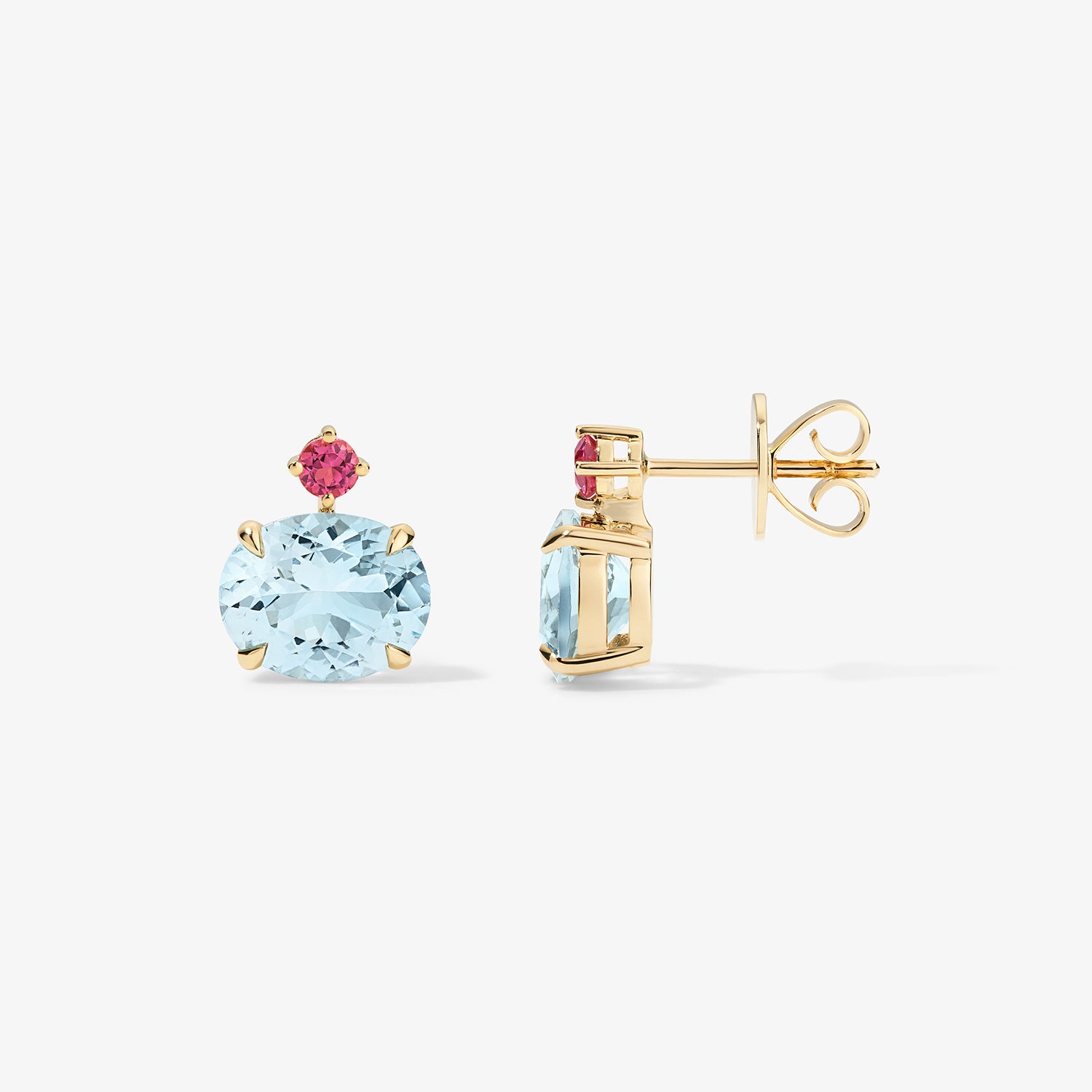 Candy Confetti Oval Aquamarine Studs