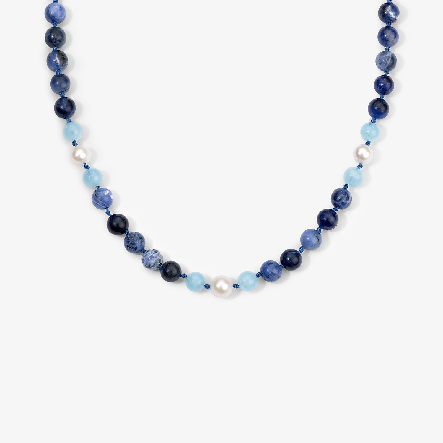 Kendall Sodalite Necklace with Pearls & Aquamarine