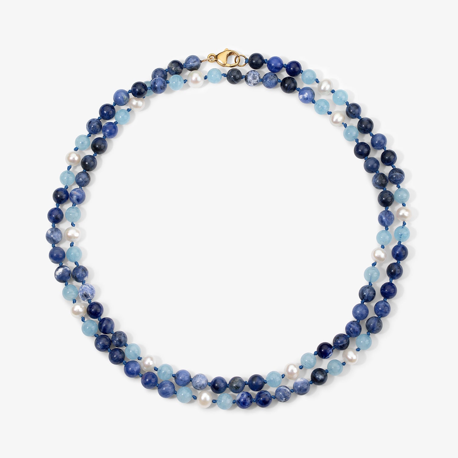 Kendall Sodalite Necklace with Pearls & Aquamarine