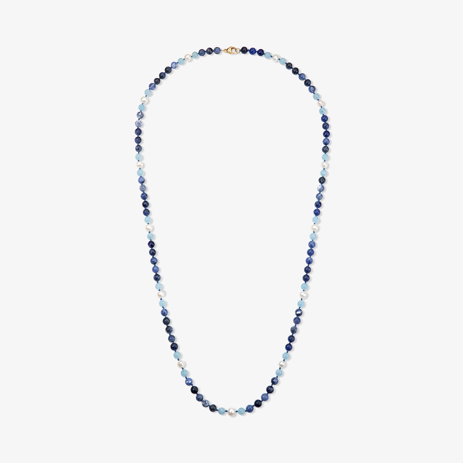 Kendall Sodalite Necklace with Pearls & Aquamarine