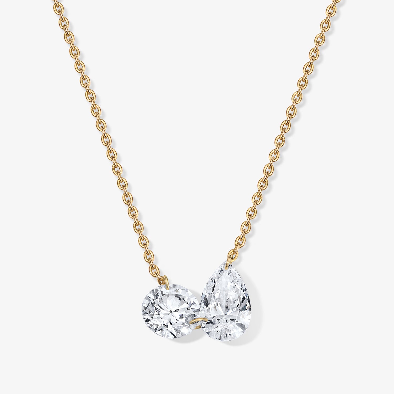 Lola Lab Grown Pear and Round Drilled Diamond Station Necklace