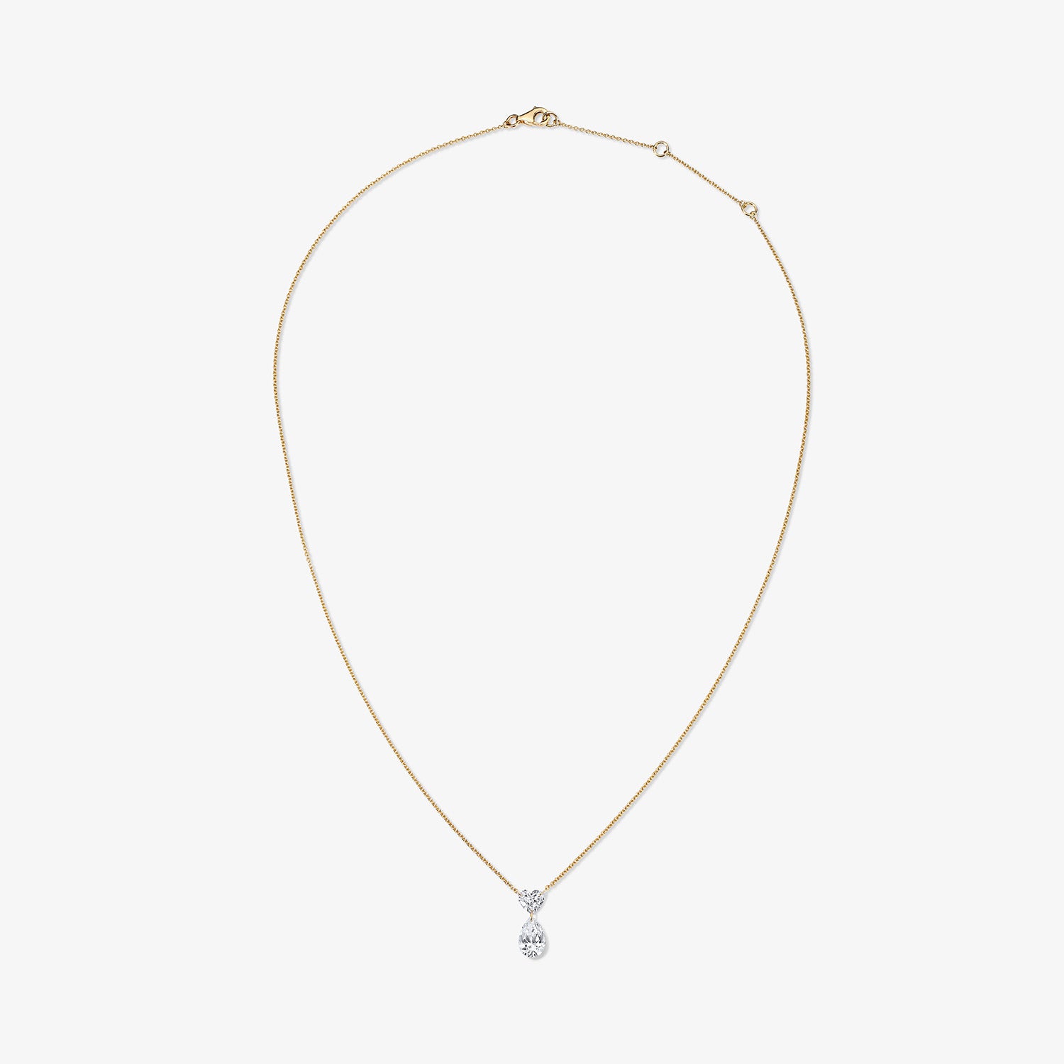 Lola Lab Grown Heart and Pear Drop Drilled Diamond Necklace