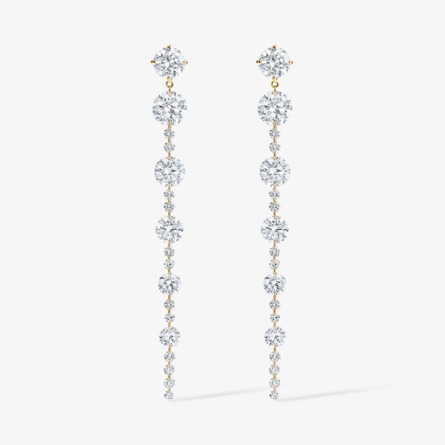 Lola Lab Grown Drilled Diamond Graduated Linear Earrings 14K Yellow Gold