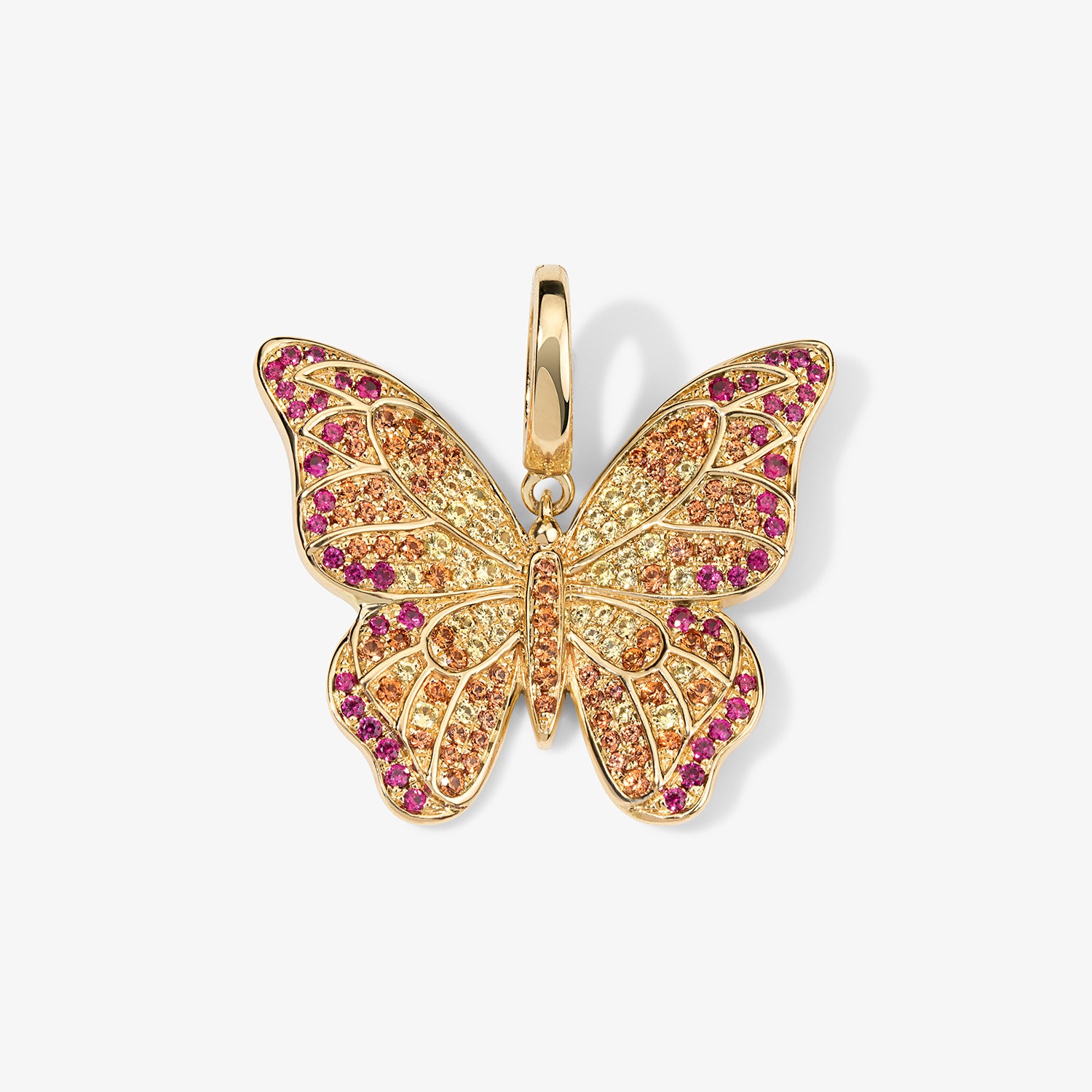 Large Token Orange Butterfly Charm 14K Yellow Gold