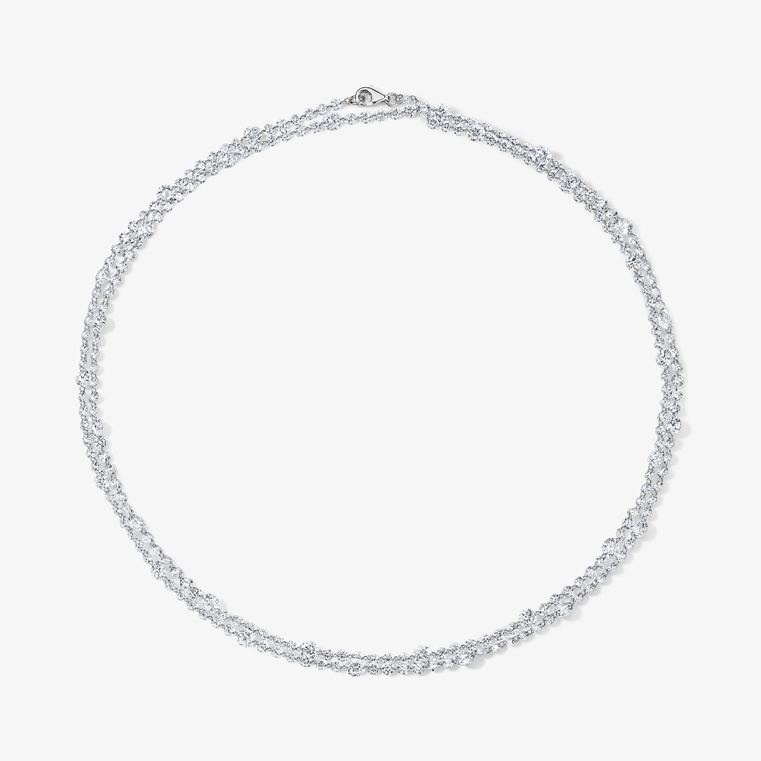 Lola Lab Grown Drilled Diamond Double Wrap Necklace 14K White Gold 32in