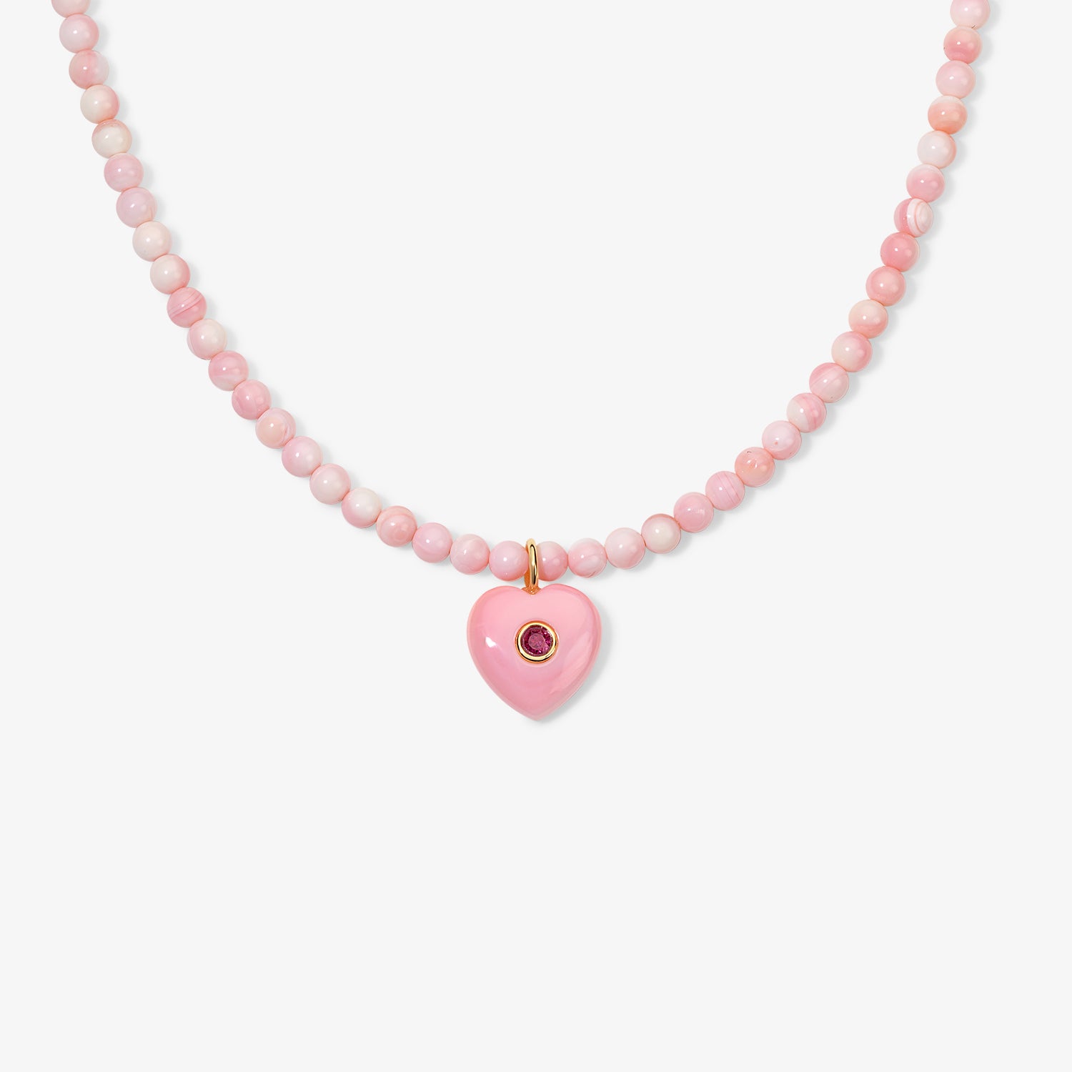 Kendall Conch Shell Beaded Necklace with Conch Heart Charm