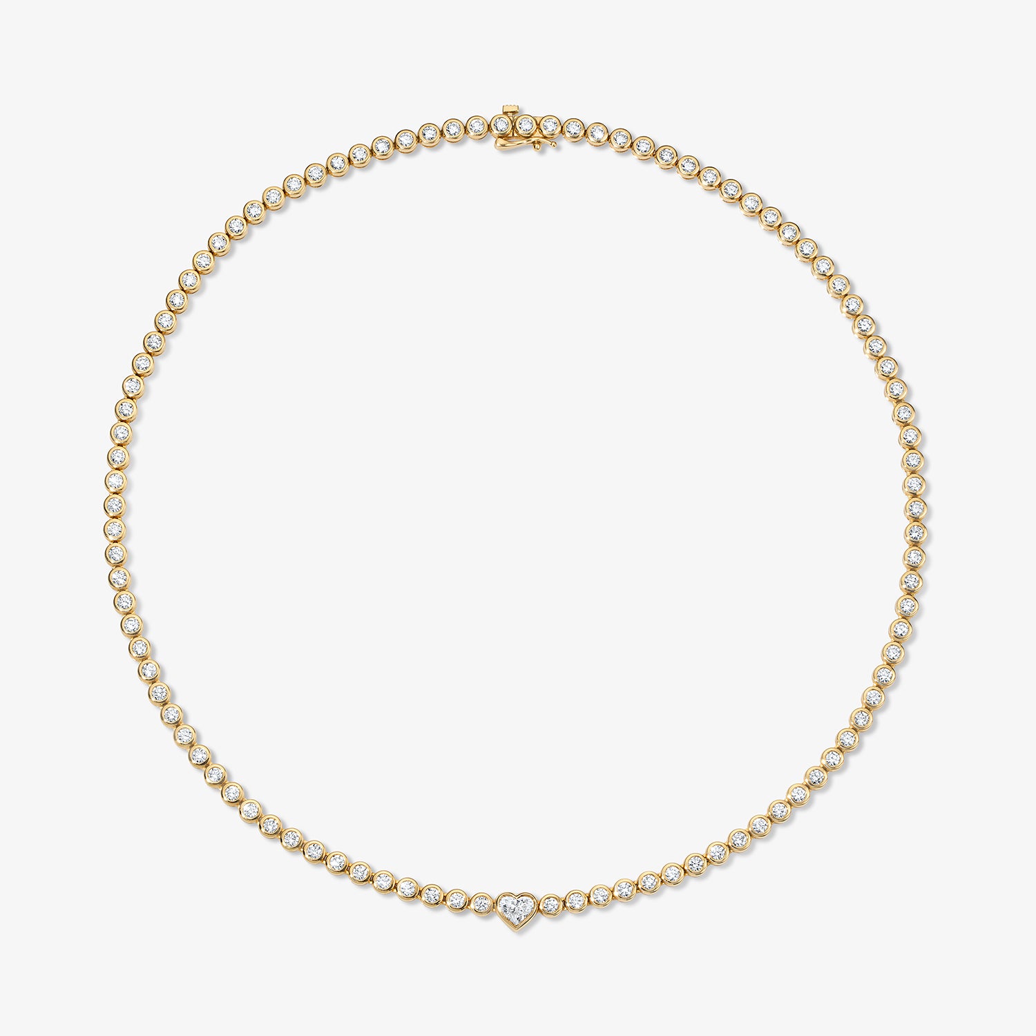 Undecided Bezel Tennis Necklace with Heart Center