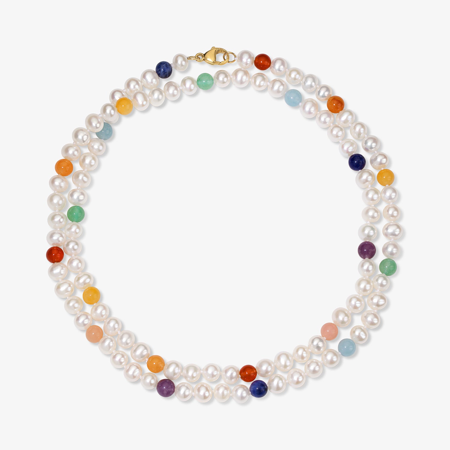 Kendall Pearl and Rainbow Beaded Necklace