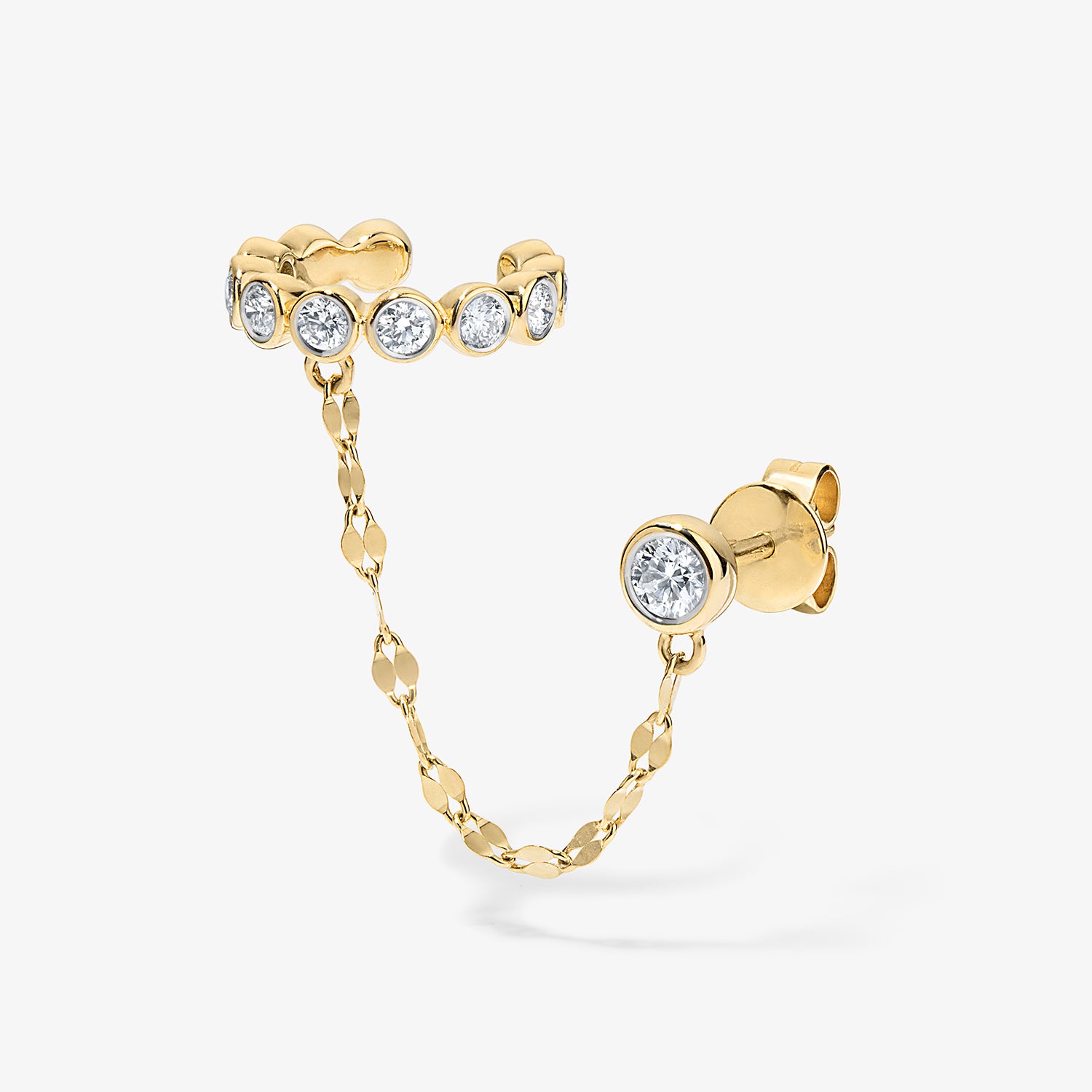 Olivia Chain Ear Cuff with Diamond Stud