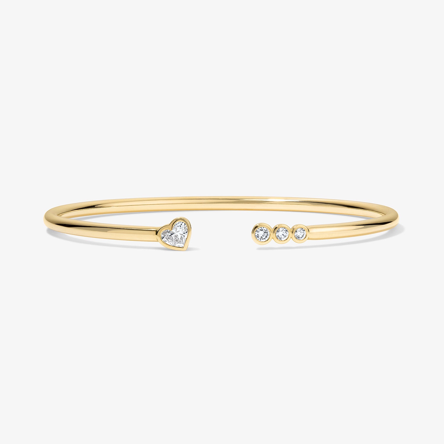 Undecided Heart and Round Diamond Flex Bangle 14K Yellow Gold