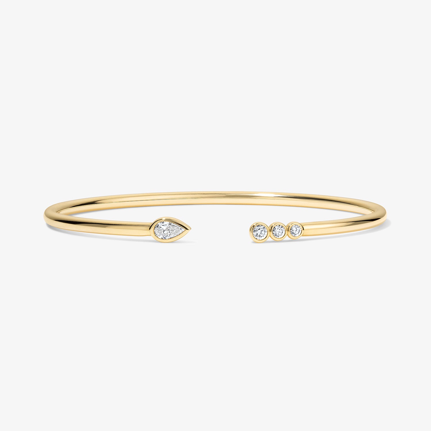 Undecided Pear and Round Diamond Flex Bangle 14K Yellow Gold