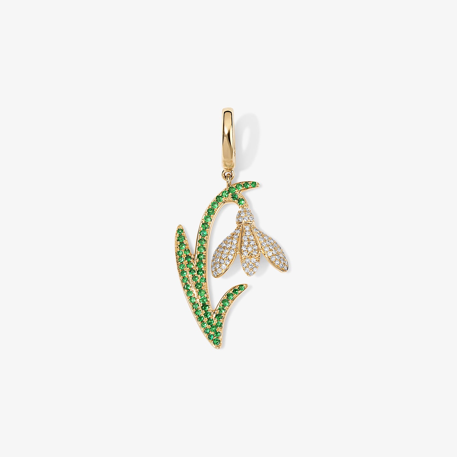 Large Token Snowdrop Birth Flower Charm 14K Yellow Gold