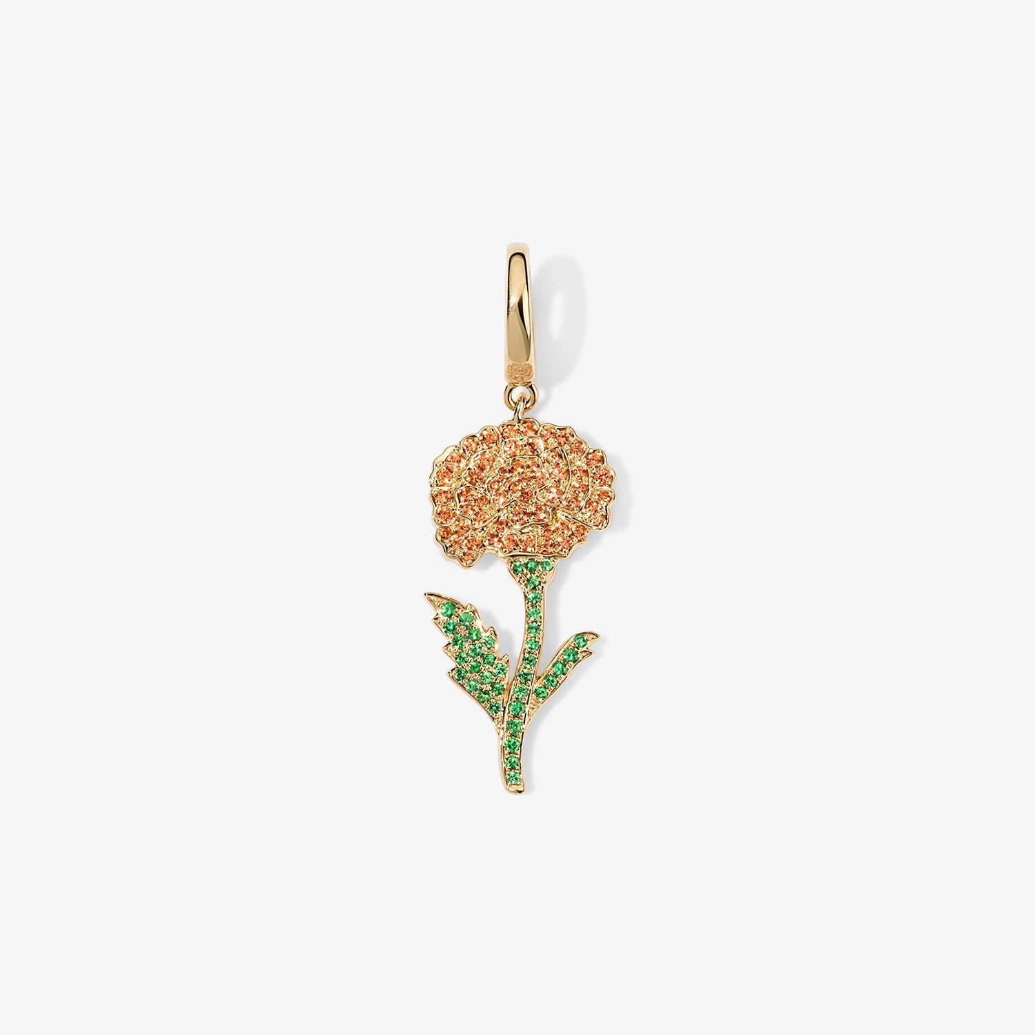 Large Token Marigold Birth Flower Charm 14K Yellow Gold